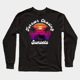 Summer Vintage Beach Sunset - Gift Idea for Family Vacation - Forever Chasing Sunsets | Summer Cool Saying - Summer Design Ideas Long Sleeve T-Shirt